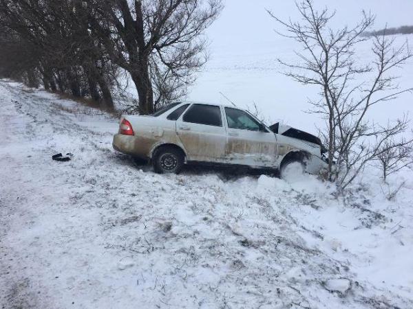 На трассе «Буденновск – Арзгир» легковушка врезалась в дерево, четыре человека пострадали